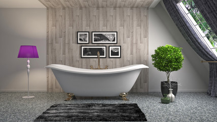 Naklejka na ściany i meble Bathroom interior. 3D illustration