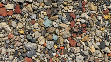 Rubble, quarry stones and various colored natural stones.