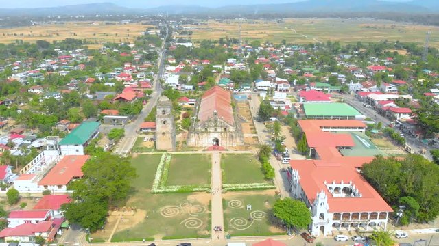 Aerial, the historic church of the city of Paoay in the Philippines
