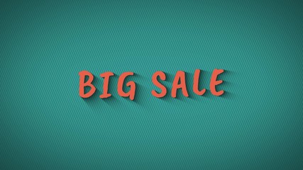 Text with shadows 'Big Sale'. Orange text on blue background