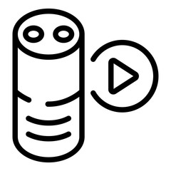 Smart speaker play icon. Outline smart speaker play vector icon for web design isolated on white background