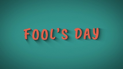 Text with shadows 'Fool's Day'. Orange text on blue background