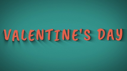 Text with shadows 'Valentine's Day'. Orange text on blue background