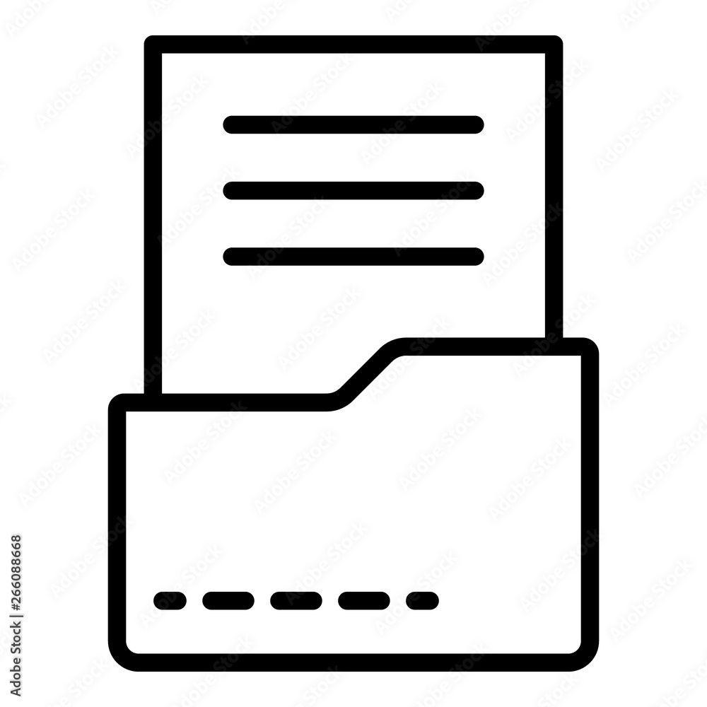 Poster document in folder icon. outline document in folder vector icon for web design isolated on white bac