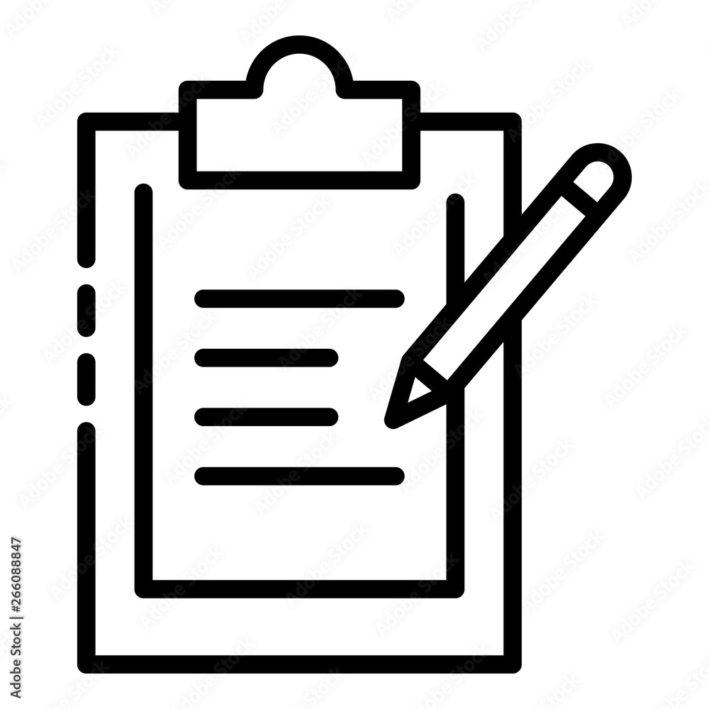 Poster document and pencil icon. outline document and pencil vector icon for web design isolated on white b