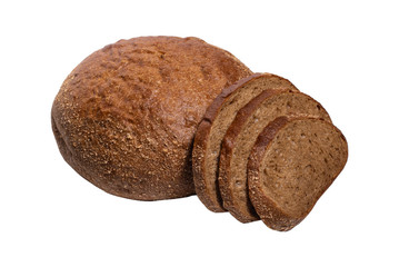 Fresh sliced rye bread on white background