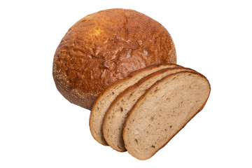 Fresh sliced wheat bread on white background
