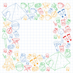 Camping vector illustration. Travel outdoor adventure