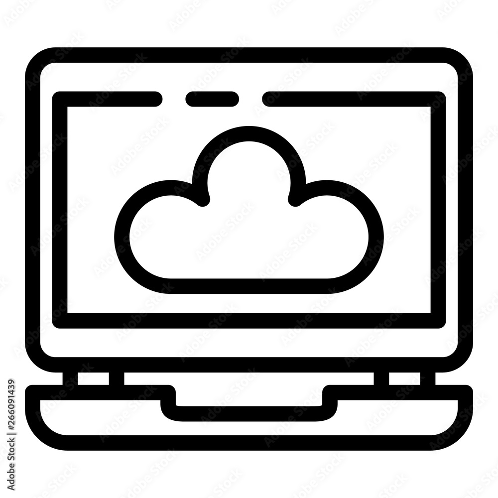 Poster laptop and cloud icon. outline laptop and cloud vector icon for web design isolated on white backgro