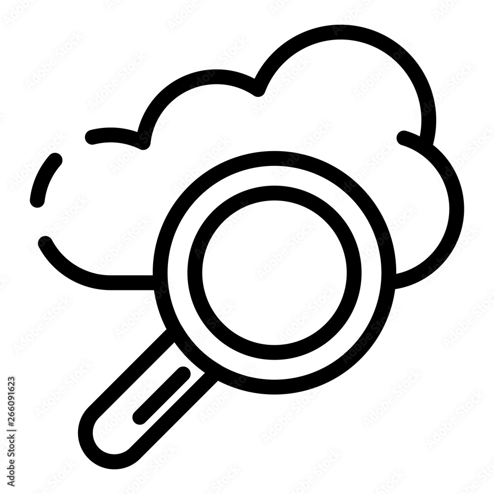Poster cloud search icon. outline cloud search vector icon for web design isolated on white background