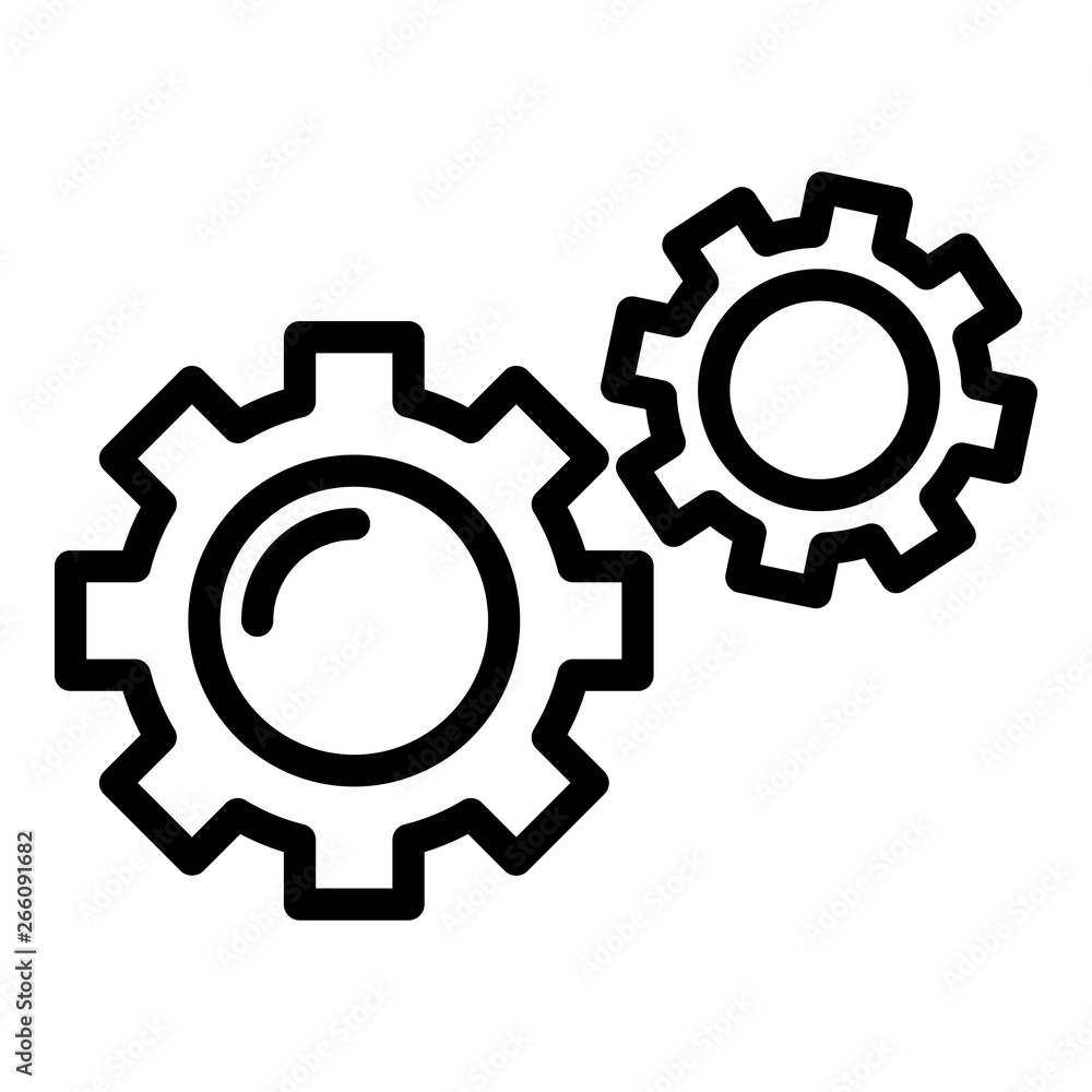 Poster two gears icon. outline two gears vector icon for web design isolated on white background