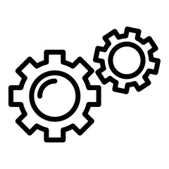 Two gears icon. Outline two gears vector icon for web design isolated on white background