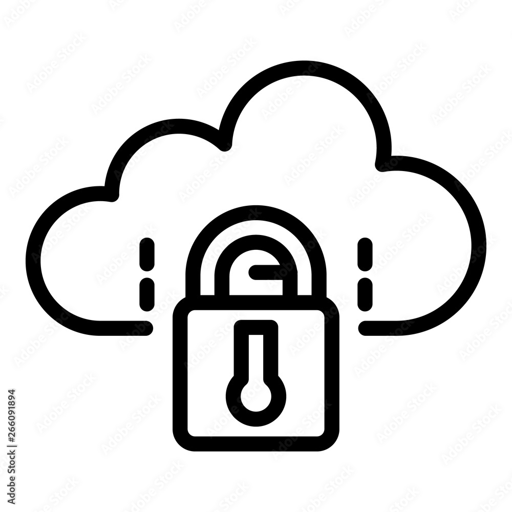 Poster closed cloud icon. outline closed cloud vector icon for web design isolated on white background