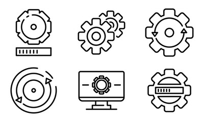 System update icons set. Outline set of system update vector icons for web design isolated on white background