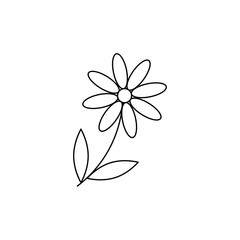 Camomile icon. daisy chamomile. Cute flower plant. Love card symbol. Growing concept. line design. white background. Isolated. Vector illustration