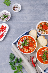 Thick vegetable soup with pasta