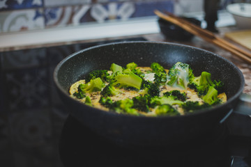 broccoli in a frying pan