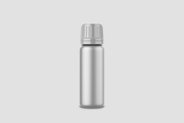 Metal Bottle Mock-up with screw cap Isolated on White Background.3D rendering