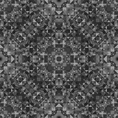 Grey seamless kaleidoscope pattern background - abstract tribal vector wallpaper