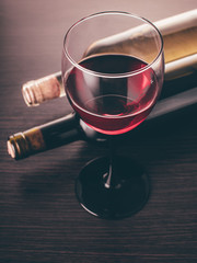 wine glasse and bottles