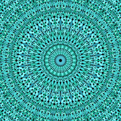 Fototapeta premium Turquoise abstract petal kaleidoscope mandala background - vector graphic