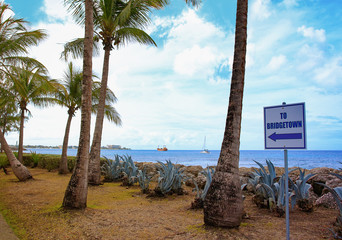 Guidepost, Way from cruise ship port to Bridgetown City - Barbados, Caribbean