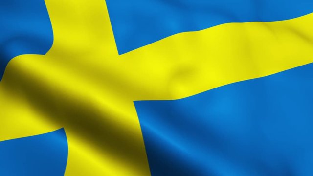 Seamless looping Sweden flag waving motion