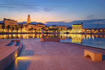 Promenade of Split during Sunrise, beautiful Croatia © tichr
