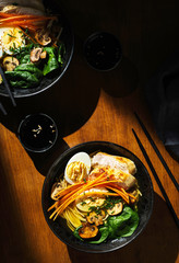 Traditional asian ramen soup. Japanese cuisine
