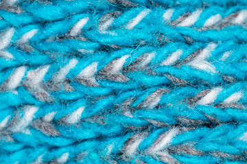 Blue knitted fabric as abstract background