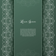 Naklejka premium Greeting card or invitation template with filigree lace frame. Design for romantic events