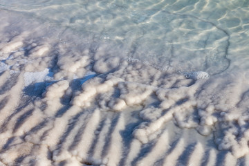 Dead Sea salt deposits stones white crystals