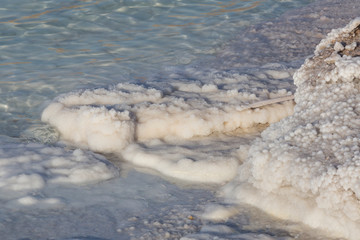 Dead Sea salt deposits stones white crystals