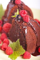 Chocolate cake with fruits