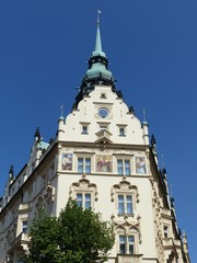 Fototapeta na wymiar Angolo di un palazzo antico a Praga in Repubblica Ceca. 