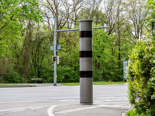 Image of new radar trap or speed trap, German Radarfalle, in German city traffic