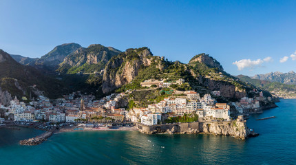 Aerial view of Amalfi town, Italy
