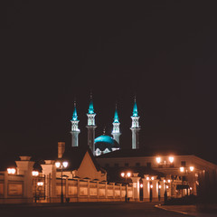 Fototapeta na wymiar Kazan, Tatarstan, Russia - 13 April 2019: Kul Sharif Mosque at night