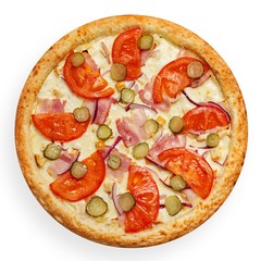 Italian pizza isolated on white background