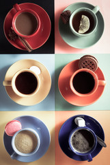 Obraz na płótnie Canvas cup of coffee, tea and cacao