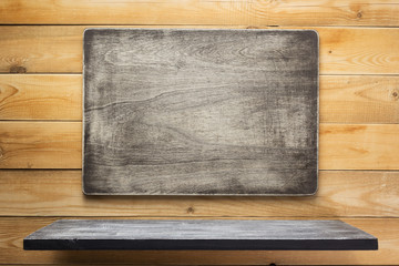 shelf and wooden wall background texture
