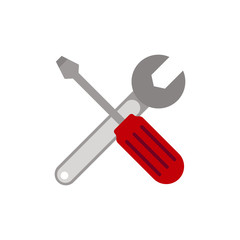 Wrench and screwdriver. Vector illustration. Flat design icon. 