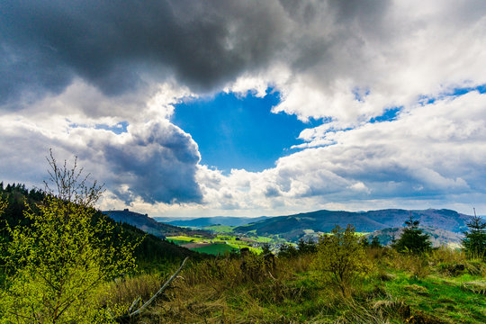 Landscape from the Hills in the Sauerland after the rain