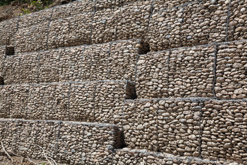 Protective gabion wall