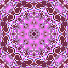 Abstract fractal bandana print. Square pattern design for pillow, carpet, rug, fabrics. Mandala design for silk neck scarf, kerchief, shawl, wrap.