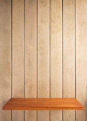 shelf and wooden wall background texture