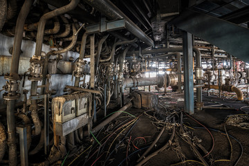 Interior of an old abandoned industrial steel factory
