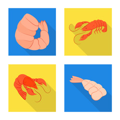 Vector design of appetizer and seafood symbol. Collection of appetizer and ocean stock symbol for web.