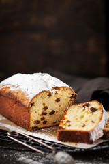Delicious homemade cottage cheese and raisins loaf cake