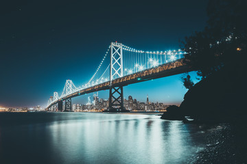 Fototapeta na wymiar San Francisco skyline with Oakland Bay Bridge in twilight, California, USA